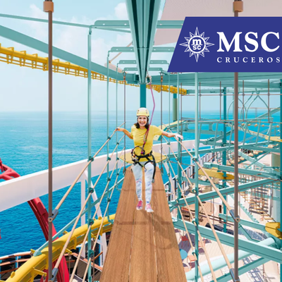Tirolesa a bordo de un barco MSC
