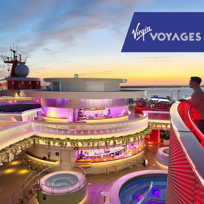 Terraza con jacuzzis de Virgin Voyages